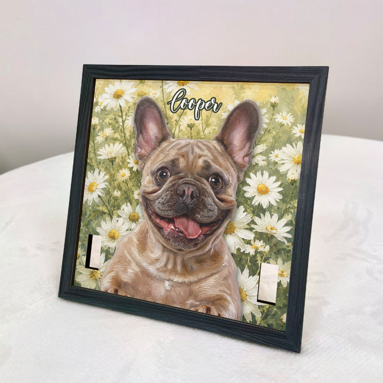 Custom Pet Portrait Oil Painting Style Art Collar Holder - Personalized Pet Loss Frame 4