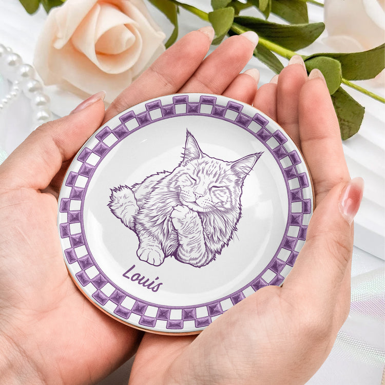 Custom Pet Portrait Sketch Art Ring Dish Gifts For Pet Lovers, Gifts For Women - Personalized Jewelry Dish 6