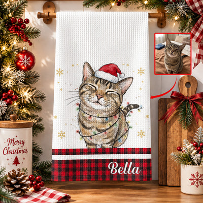 Custom Pet Portrait Watercolor Art Kitchen Decor - Personalized Kitchen Towel