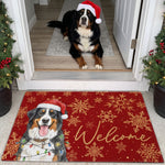 Custom Pet Portrait Watercolor Art Snowflake Christmas - Personalized Doormat 1