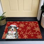 Custom Pet Portrait Watercolor Art Snowflake Christmas - Personalized Doormat 3