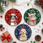 Custom Pet Portrait Watercolor Art Snowflake Christmas - Personalized Ornament 1