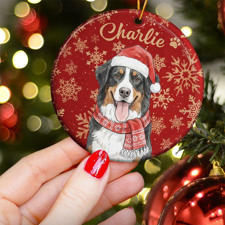 Custom Pet Portrait Watercolor Art Snowflake Christmas - Personalized Ornament 3