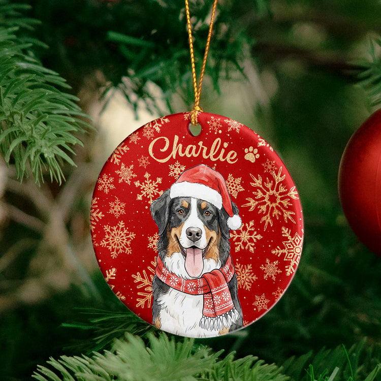 Custom Pet Portrait Watercolor Art Snowflake Christmas - Personalized Ornament 4