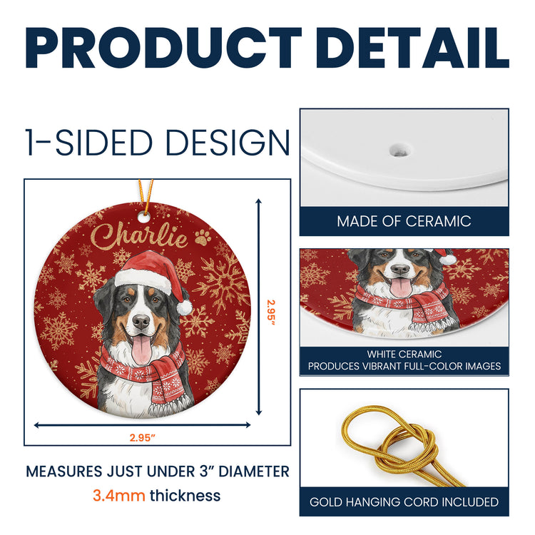 Custom Pet Portrait Watercolor Art Snowflake Christmas - Personalized Ornament 6