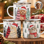 Custom Pet Portrait Watercolor Enamel Mug Christmas Gift - Personalized Mugs 1