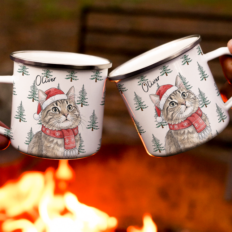 Custom Pet Portrait Watercolor Enamel Mug Christmas Gift - Personalized Mugs 5