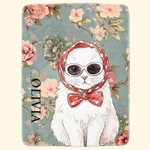 Custom Pet Portrait Watercolor Floral Art For Pet Lovers, Dog Mom, Cat Mom - Personalized Blanket 2