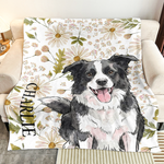 Custom Pet Portrait Watercolor Floral Art For Pet Lovers, Dog Mom, Cat Mom - Personalized Blanket 3