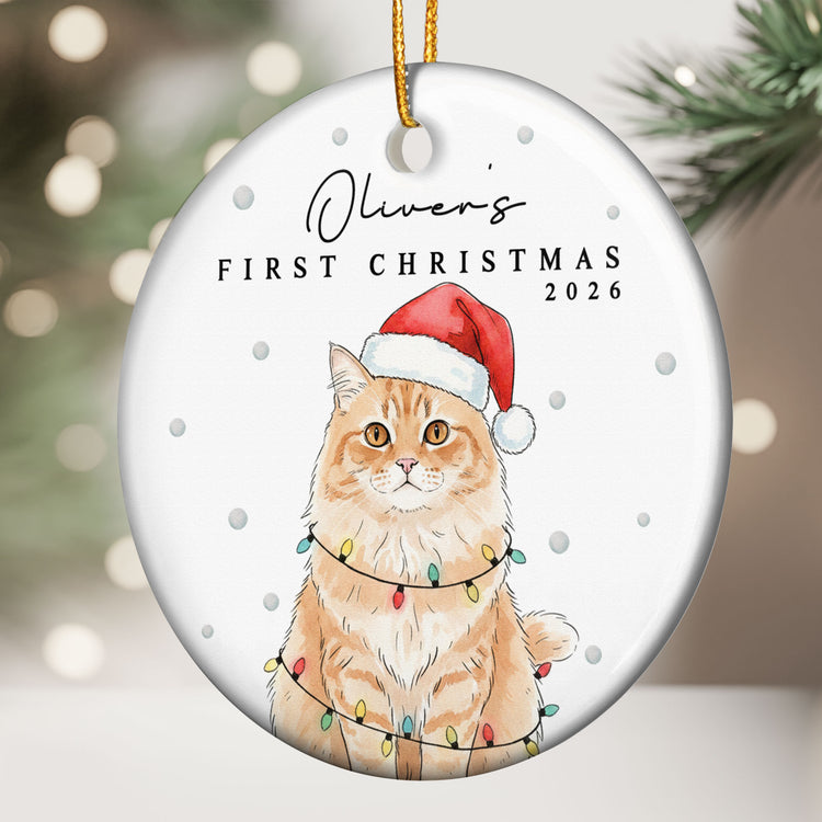 Custom Pet Portrait Watercolor With Santa Hat First Christmas - Personalized Ornament 3
