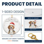 Custom Pet Portrait Watercolor With Santa Hat First Christmas - Personalized Ornament 6