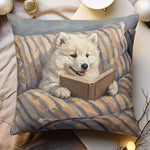 Custom Pet Reading Book Oil Painting Art Gifts For Her, Pet Lovers, Book Lovers - Personalized Pillow 2