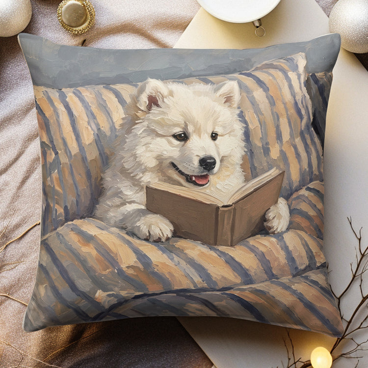 Custom Pet Reading Book Oil Painting Art Gifts For Her, Pet Lovers, Book Lovers - Personalized Pillow 2