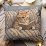 Custom Pet Reading Book Oil Painting Art Gifts For Her, Pet Lovers, Book Lovers - Personalized Pillow 4