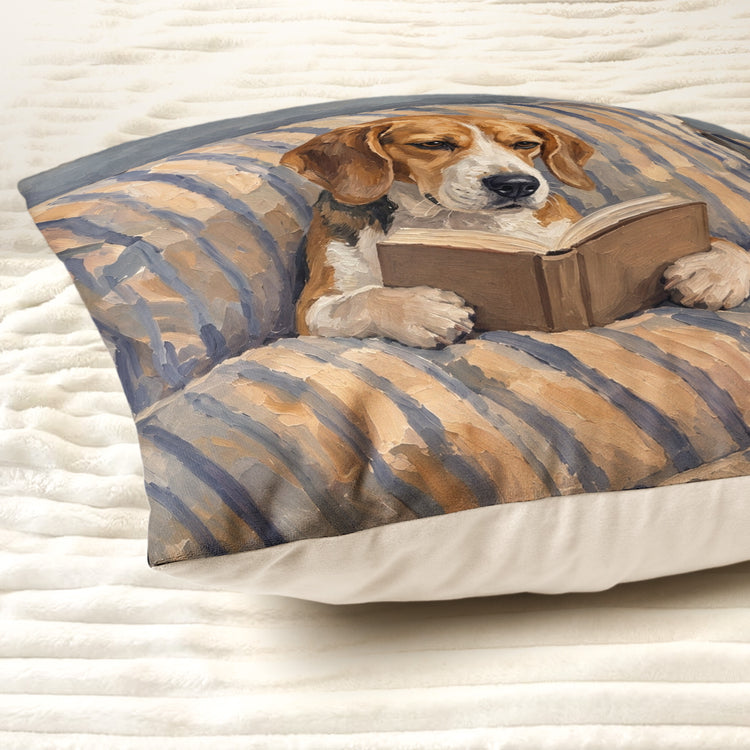 Custom Pet Reading Book Oil Painting Art Gifts For Her, Pet Lovers, Book Lovers - Personalized Pillow 6