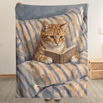 Custom Pet Reading Oil Painting Art Gifts For Her, Him, Pet Lovers, Book Lovers - Personalized Blanket 6