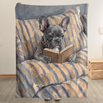 Custom Pet Reading Oil Painting Art Gifts For Her, Him, Pet Lovers, Book Lovers - Personalized Blanket 7