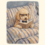 Custom Pet Reading Oil Painting Art Gifts For Her, Him, Pet Lovers, Book Lovers - Personalized Blanket 9