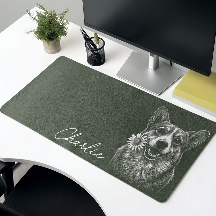 Custom Pet Sketch Line Art For Pet Lovers Pet Parents Gifts For Her, Him - Personalized Desk Mat 1
