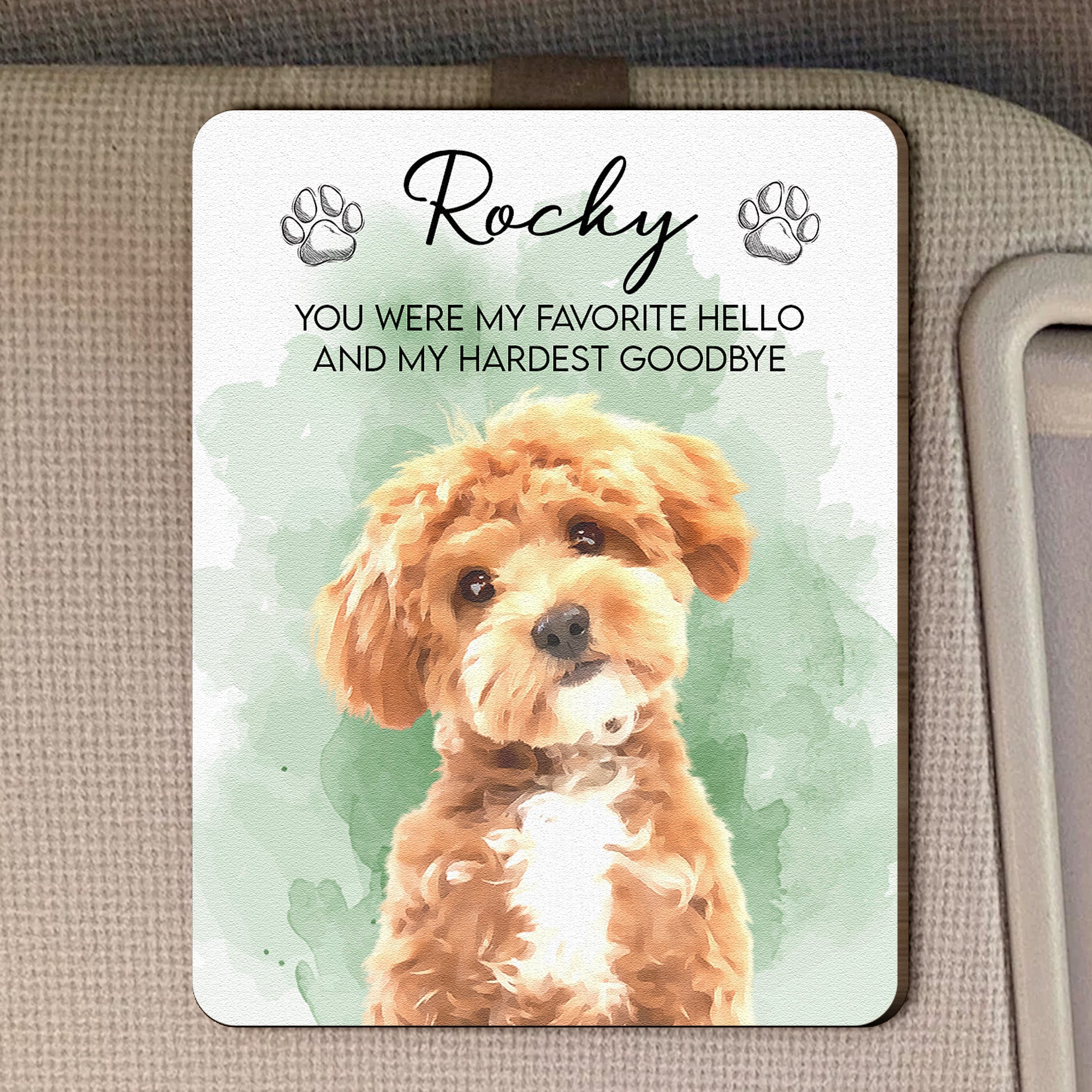 Custom Pet Watercolor Portrait Memorial Gift - Personalized Car Visor Clip 2