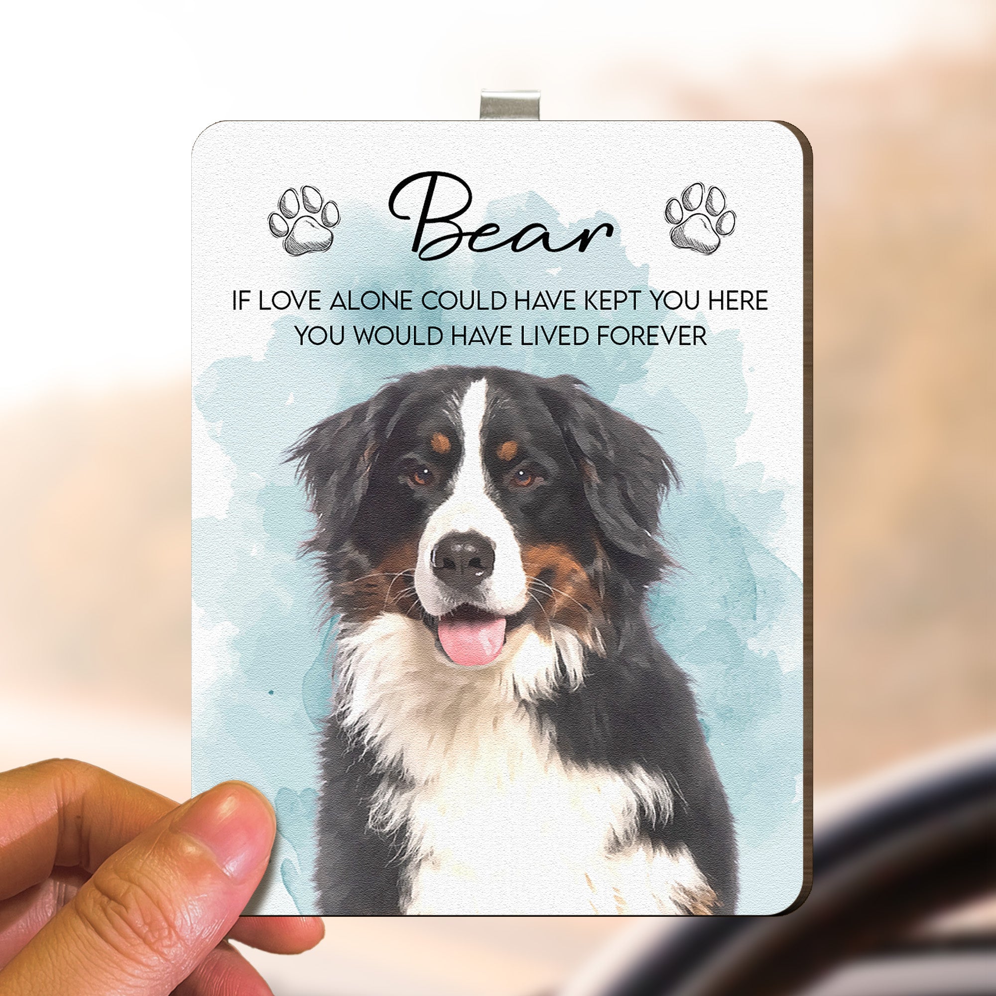 Custom Pet Watercolor Portrait Memorial Gift - Personalized Car Visor Clip 4