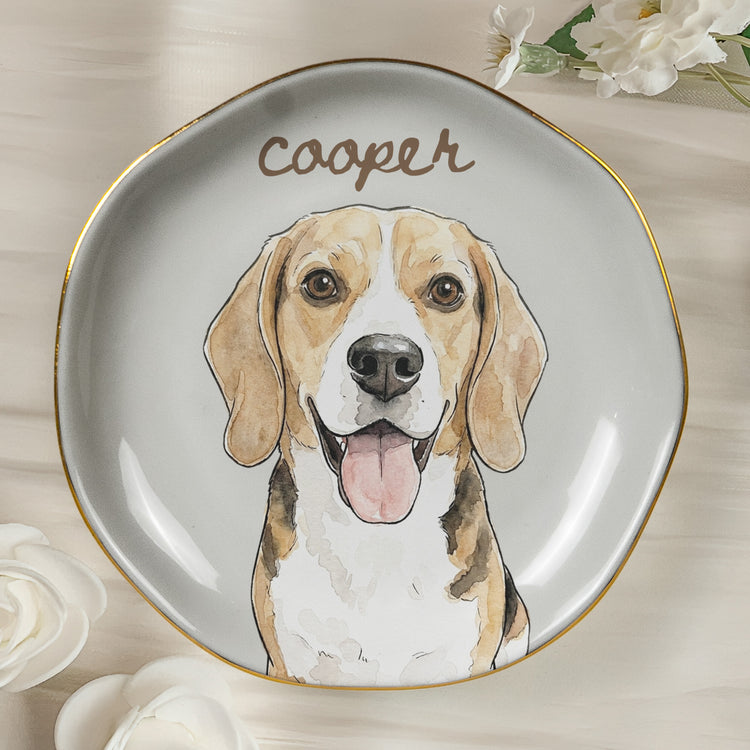 Custom Pet Watercolor Portrait Ring Dish Gift For Pet Mom - Personalized Jewelry Dish 3
