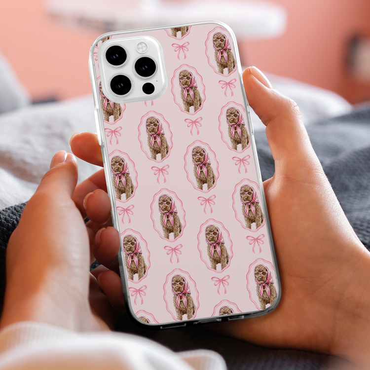 Custom Pet Watercolor With Bow Pattern - Personalized Phone Case 3