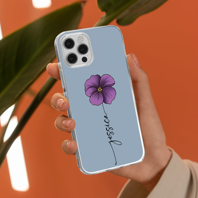 Custom Phone Case Name & Birth Flower Gift For Her - Personalized Phone Case 4