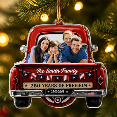 Custom Photo America 250Th Gift For Mom, Dad, Family, Pet Lovers - Personalized Ornament