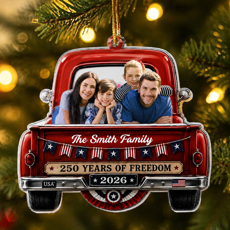 Custom Photo America 250Th Gift For Mom, Dad, Family, Pet Lovers - Personalized Ornament 1