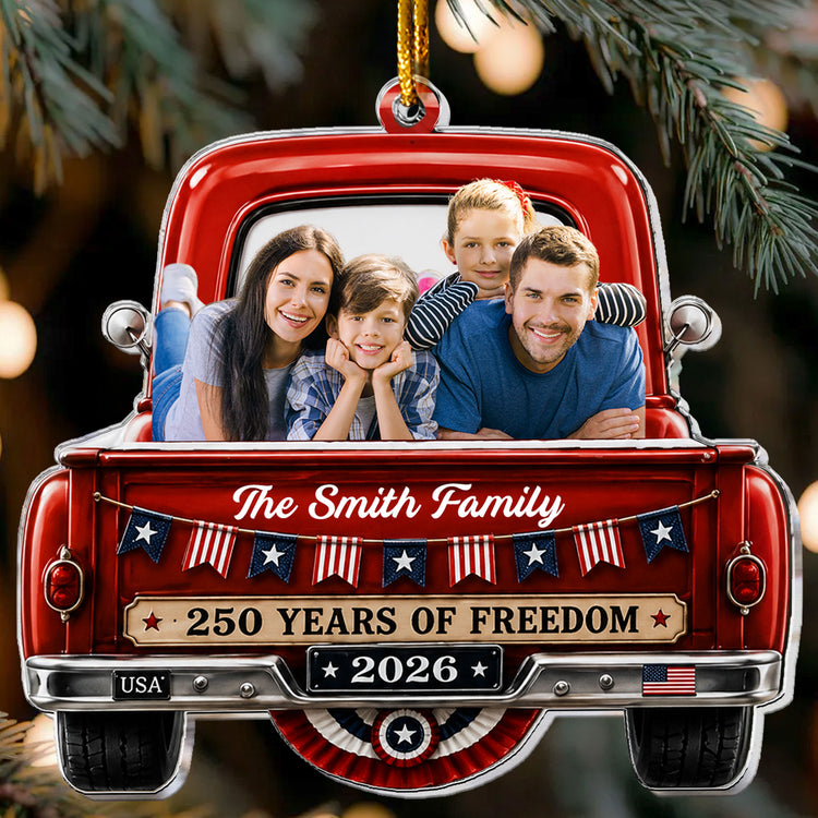Custom Photo America 250Th Gift For Mom, Dad, Family, Pet Lovers - Personalized Ornament 2