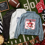 Custom Photo & Name Gift For Sport Fans, Football, Baseball, Hockey, Basketball Mom, Girls - Personalized Denim Jacket 2