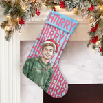 Custom Photo & Name Watercolor Style Christmas Decor - Personalized Stocking 4