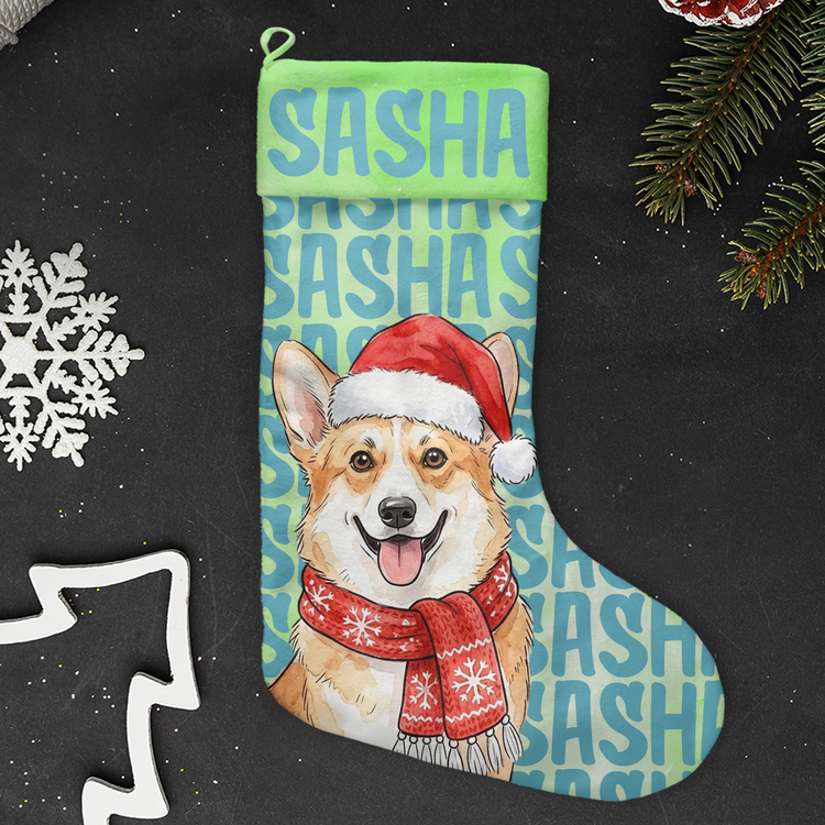 Custom Photo & Name Watercolor Style Christmas Decor - Personalized Stocking 5