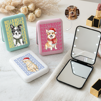 Custom Photo & Name Watercolor Style Christmas Gift For Pet Lovers - Personalized Mirror