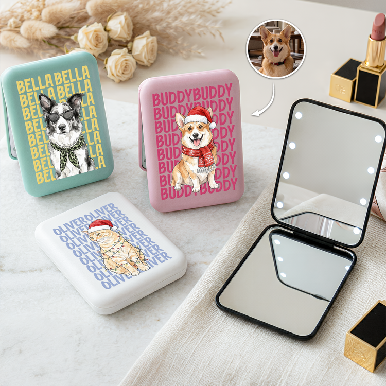 Custom Photo & Name Watercolor Style Christmas Gift For Pet Lovers - Personalized Mirror 1