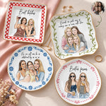 Custom Photo Best Friends Watercolor Gifts For Her, BFF, Sisters - Personalized Jewelry Dish 1