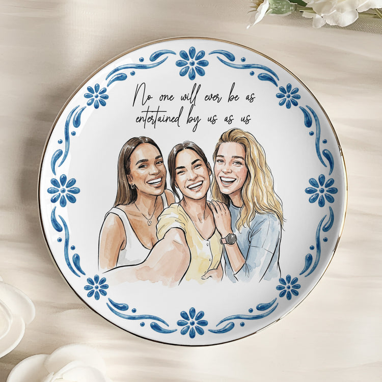 Custom Photo Best Friends Watercolor Gifts For Her, BFF, Sisters - Personalized Jewelry Dish 2