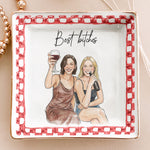 Custom Photo Best Friends Watercolor Gifts For Her, BFF, Sisters - Personalized Jewelry Dish 3