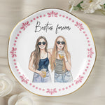 Custom Photo Best Friends Watercolor Gifts For Her, BFF, Sisters - Personalized Jewelry Dish 4
