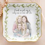 Custom Photo Best Friends Watercolor Gifts For Her, BFF, Sisters - Personalized Jewelry Dish 5