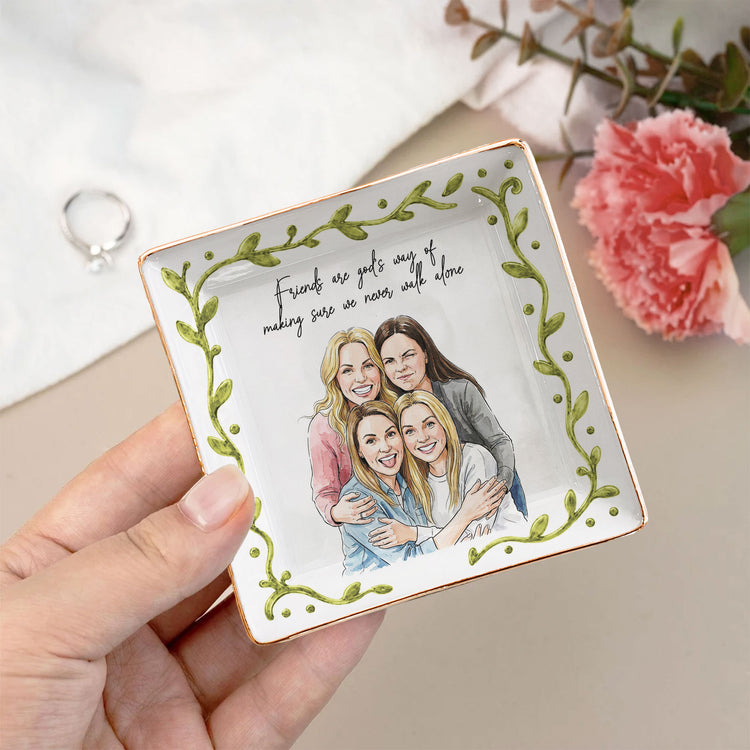 Custom Photo Best Friends Watercolor Gifts For Her, BFF, Sisters - Personalized Jewelry Dish 6
