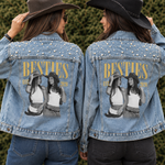 Custom Photo Besties Est Friendship Gift, Birthday Gift For Friend - Personalized Denim Jacket 1