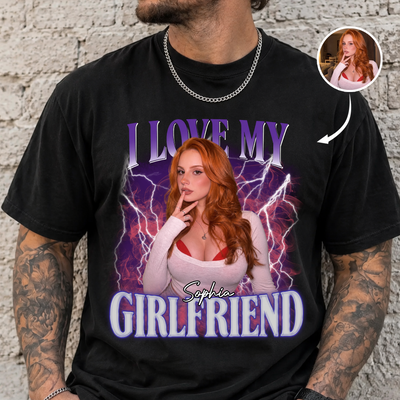 Custom Photo Bootleg Style I Love My Wife, Girlfriend - Personalized Shirt