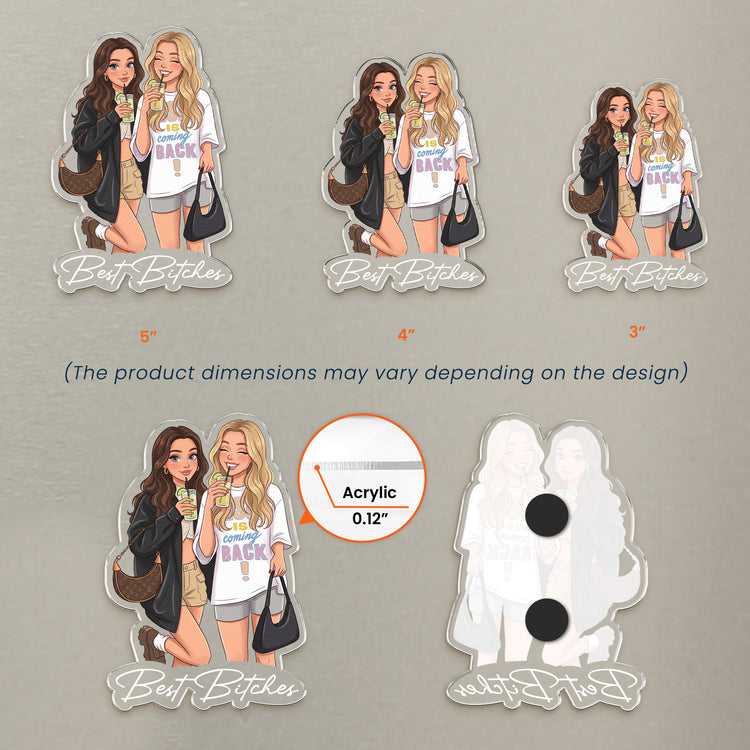 Custom Photo Cartoon AI Style Art For Besties, Friends, Sisters - Personalized Magnet 6