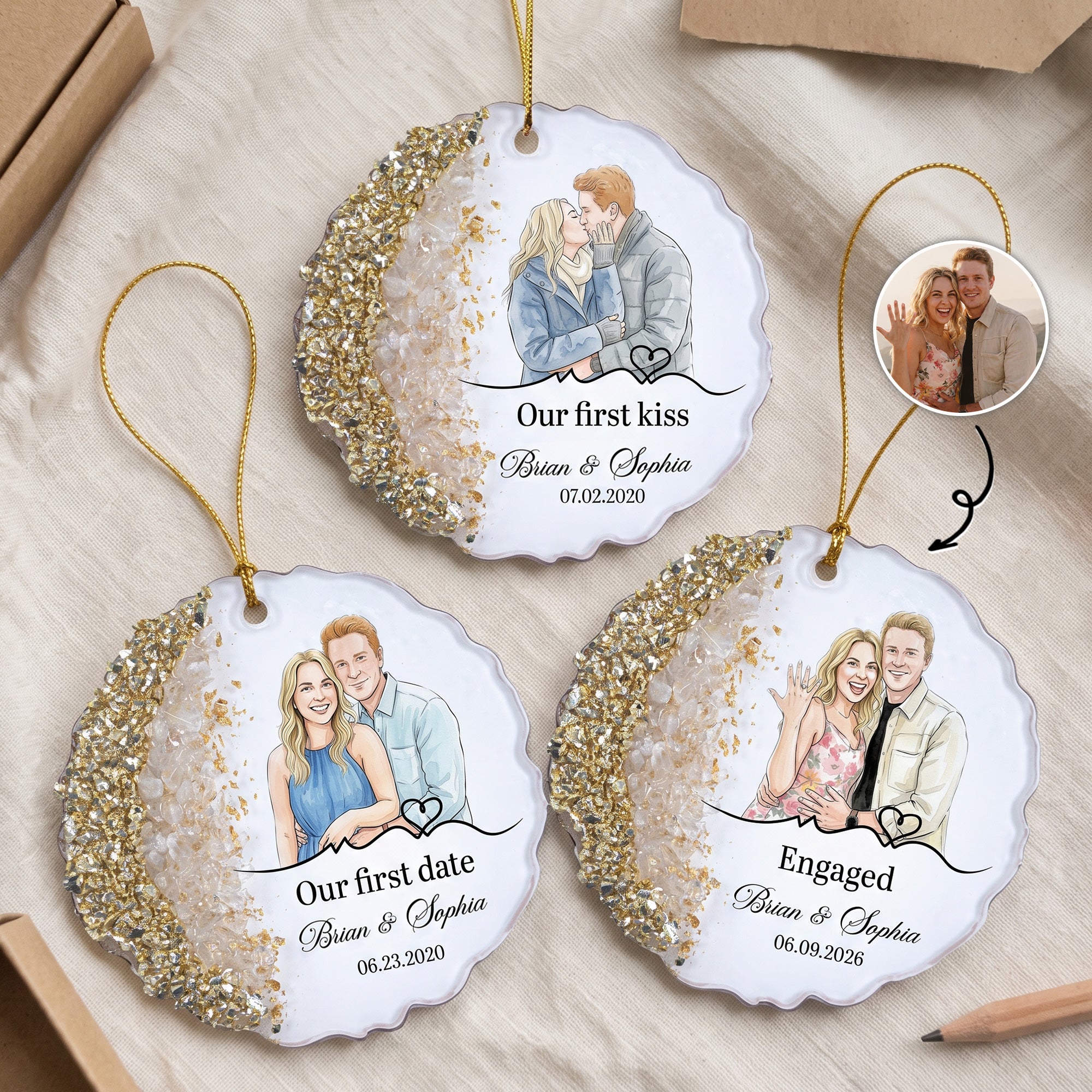 Custom Photo Engagement Gifts Wedding Anniversary Gifts For Couple - Personalized Resin Ornament 1