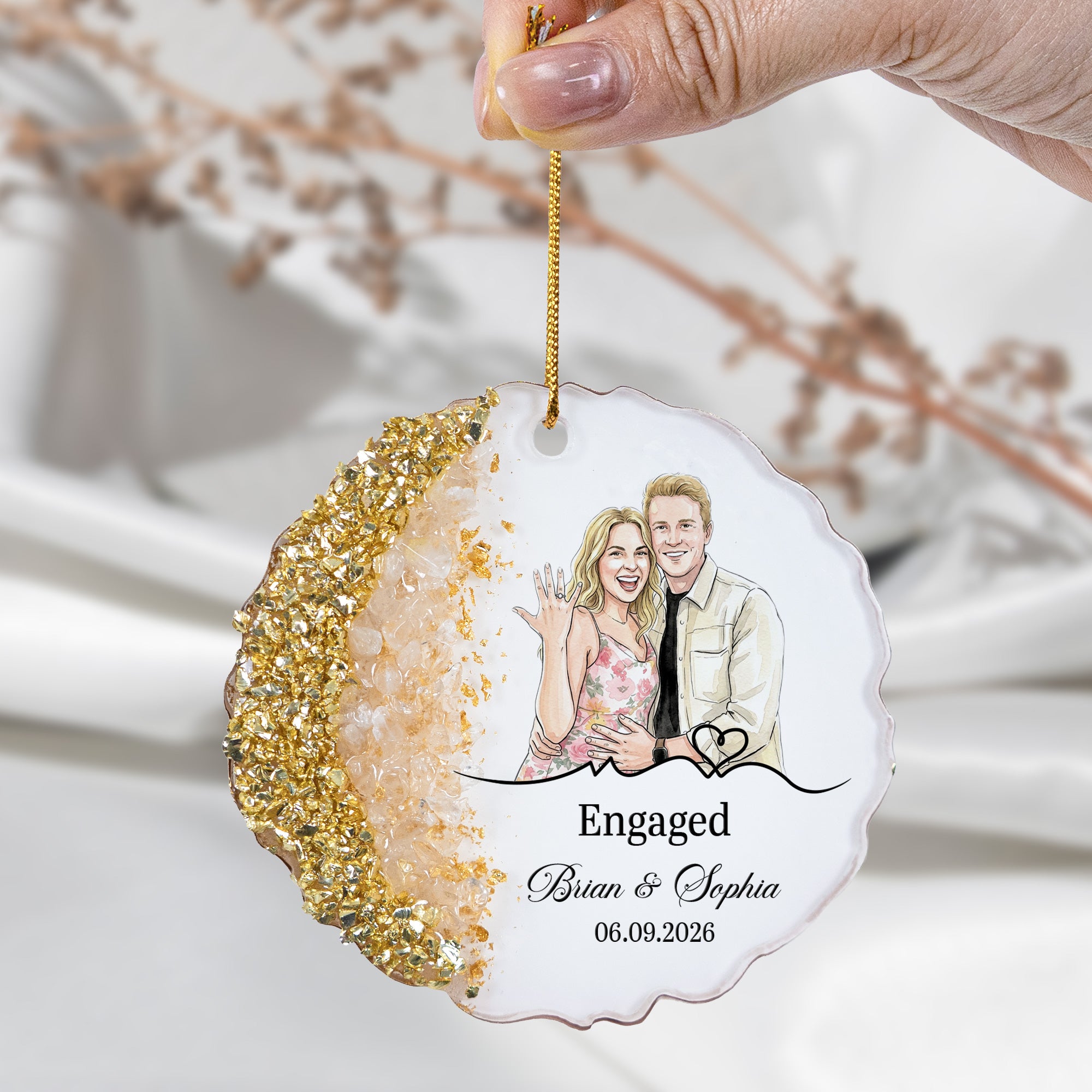 Custom Photo Engagement Gifts Wedding Anniversary Gifts For Couple - Personalized Resin Ornament 2