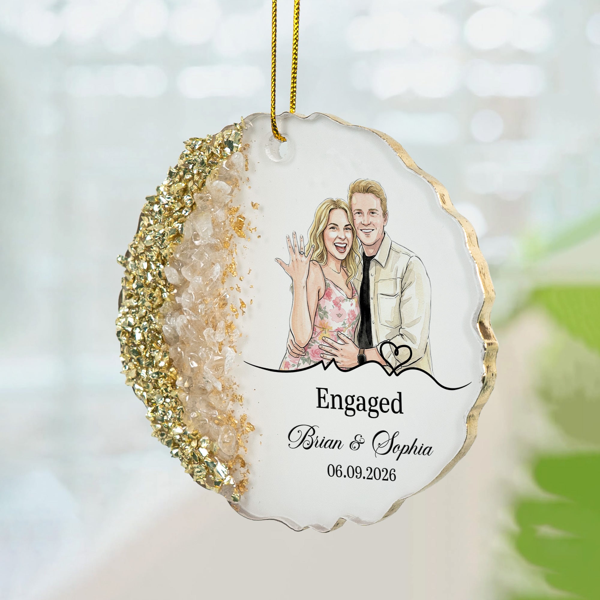 Custom Photo Engagement Gifts Wedding Anniversary Gifts For Couple - Personalized Resin Ornament 3