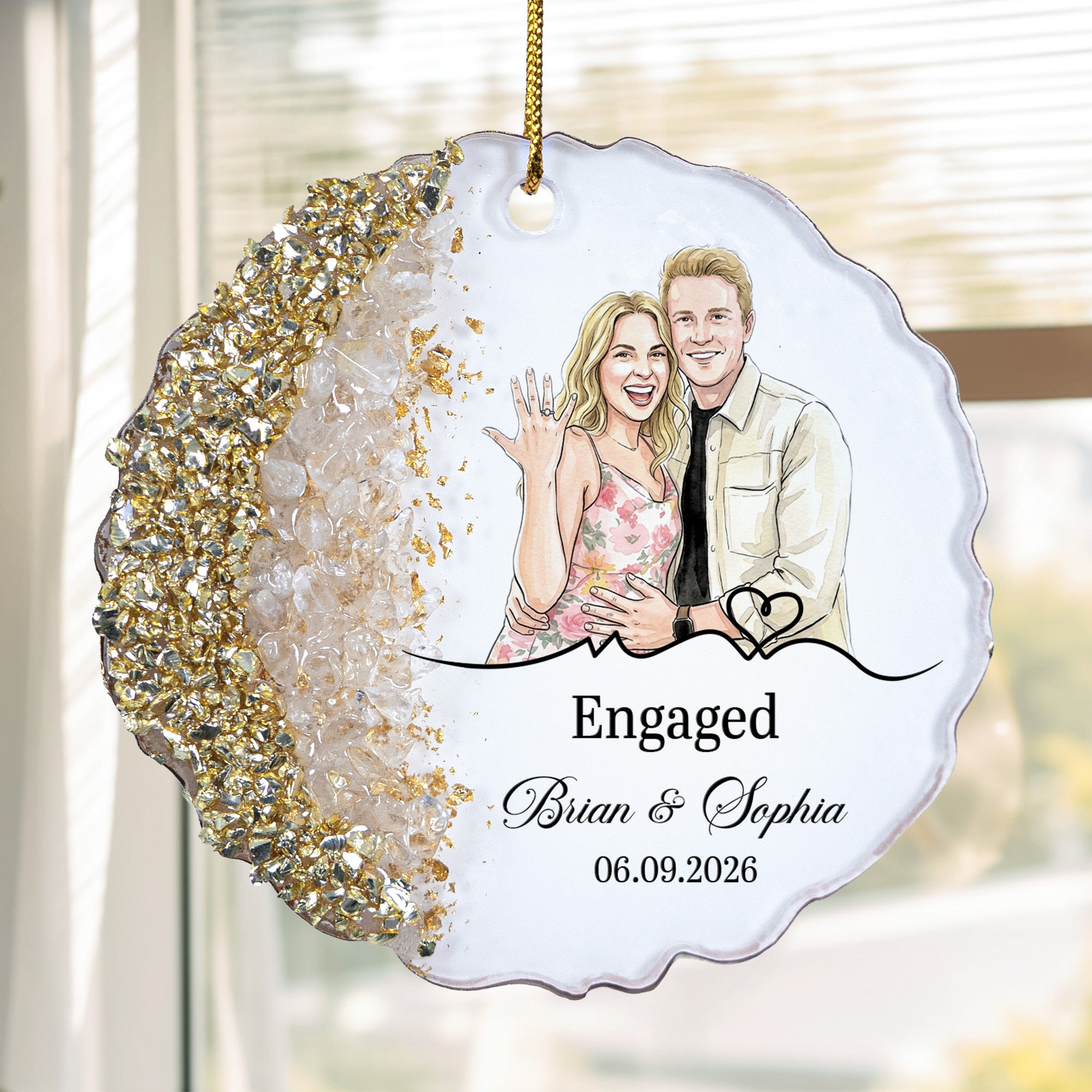 Custom Photo Engagement Gifts Wedding Anniversary Gifts For Couple - Personalized Resin Ornament 4
