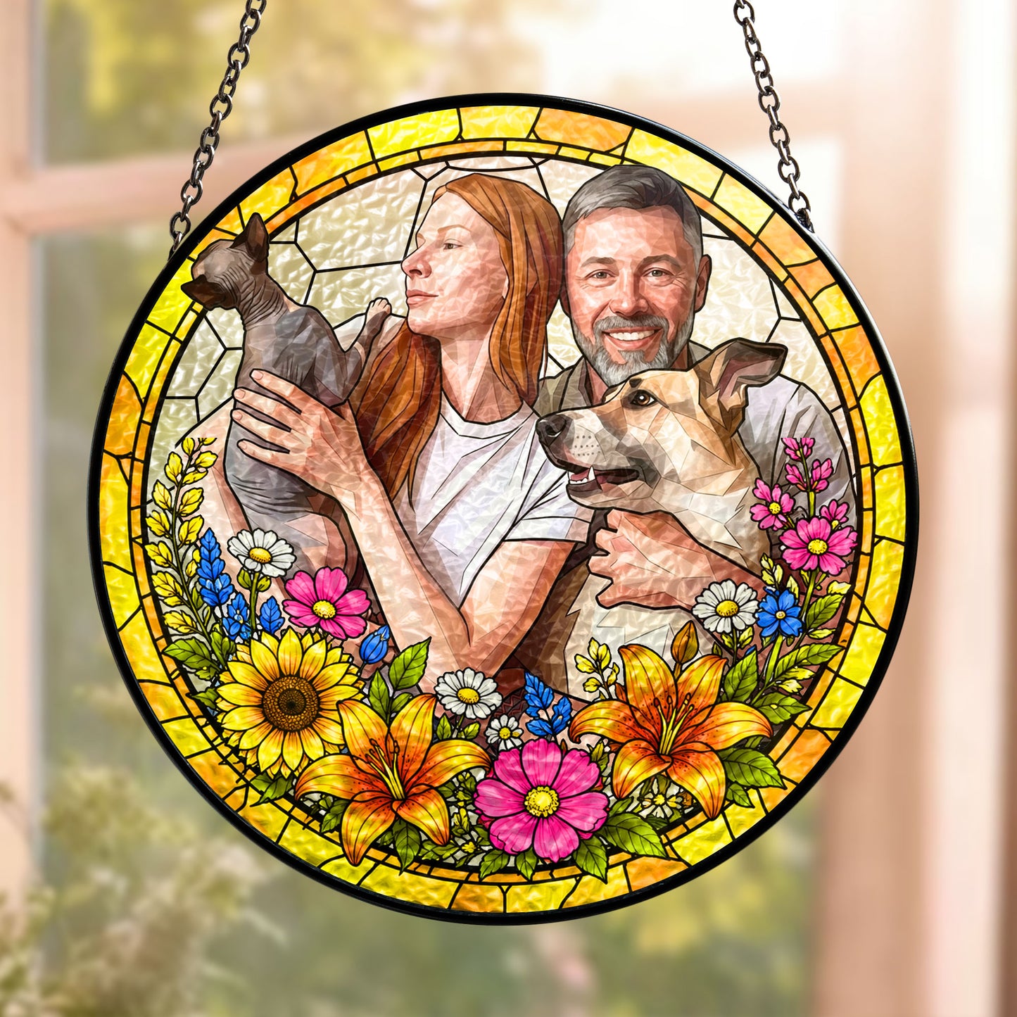 Custom Photo Family Gifts Anniversary Gifts For Her, Wife, Mom - Personalized Window Hanging Suncatcher 2
